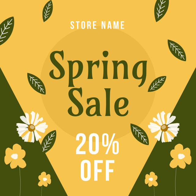Spring Sale Offer with Flowers Instagram Design Template