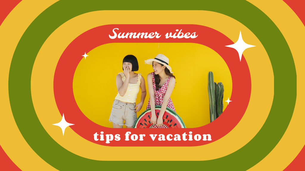 Summer Inspiration with Young Stylish Girls Youtube Thumbnail Design Template