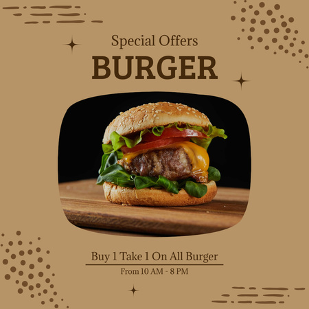 Tasty Burger Promotion Instagram tervezősablon
