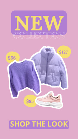 Ontwerpsjabloon van Instagram Story van Modeadvertentie met stijlvolle paarse outfit