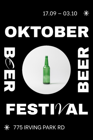Oktoberfest Celebration Announcement on Black Postcard 4x6in Vertical Design Template