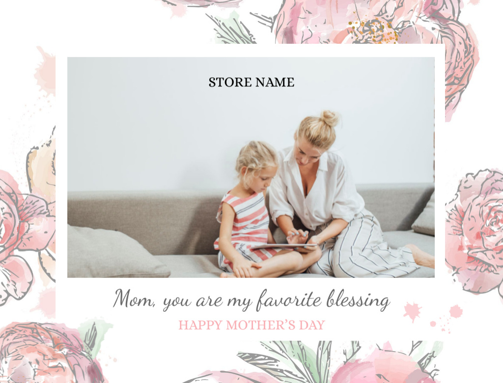 Happy Mother's Day postcard Postcard 4.2x5.5in Design Template