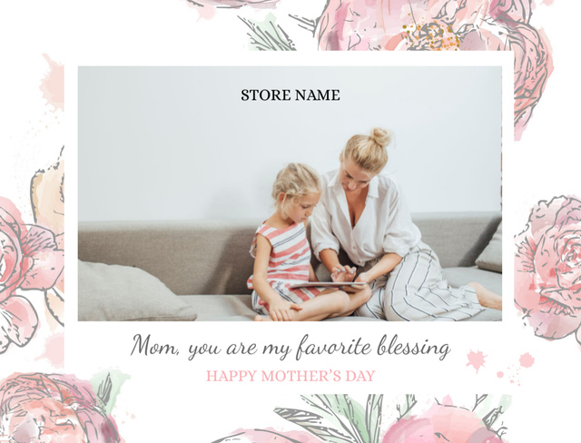 Sentimental Mother's Day Greetings With Child Postcard 4.2x5.5in Design Template