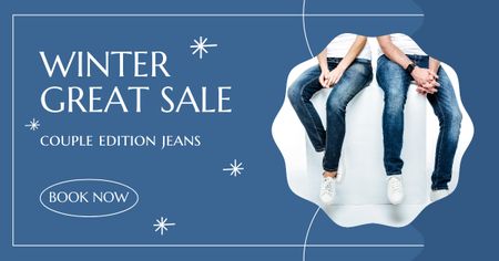 Winter Sale Jeans for Couples Facebook AD Design Template
