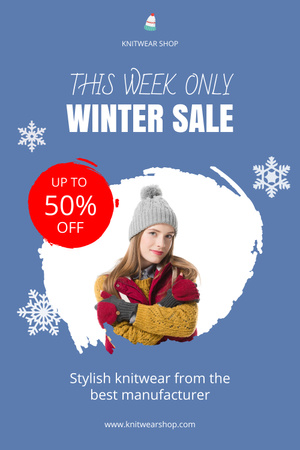 Winter Sale Announcement Pinterest Πρότυπο σχεδίασης