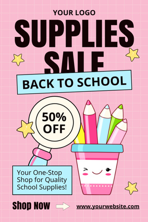 Discount School Supplies with Magnifying Glass Tumblr Design Template