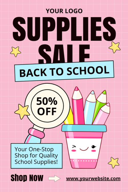 Discount School Supplies with Magnifying Glass Tumblr Design Template