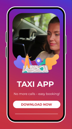 Taxi Mobile App With Booking Ride Instagram Video Story Πρότυπο σχεδίασης