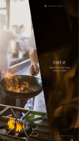 Ontwerpsjabloon van Instagram Video Story van Restaurant Menu Chef Cooking on Frying Pan