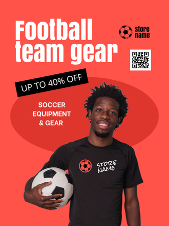 Football Team Gear Sale Offer Poster USデザインテンプレート