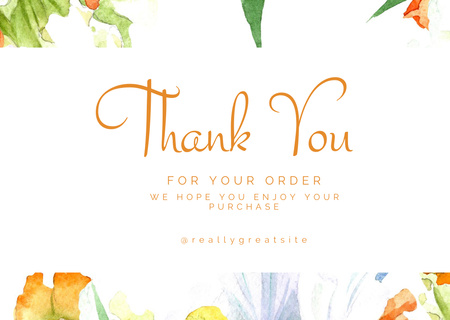 Message Thank You For Your Order with Flower Petals Card Design Template