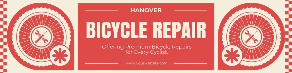 Bicycle Repair Services Offer on Red Twitter Tasarım Şablonu