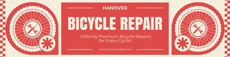 赤で自転車修理サービスを提供 Twitterデザインテンプレート