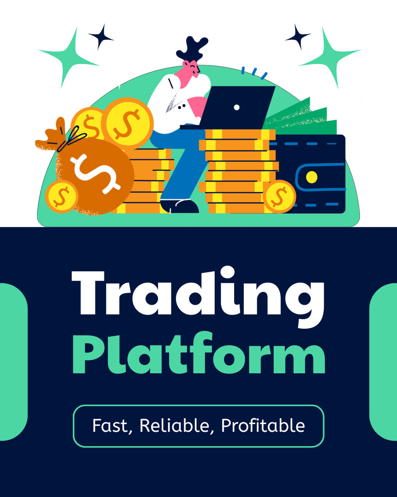 Trading Platform for Crypto Trading Instagram Post Vertical Πρότυπο σχεδίασης
