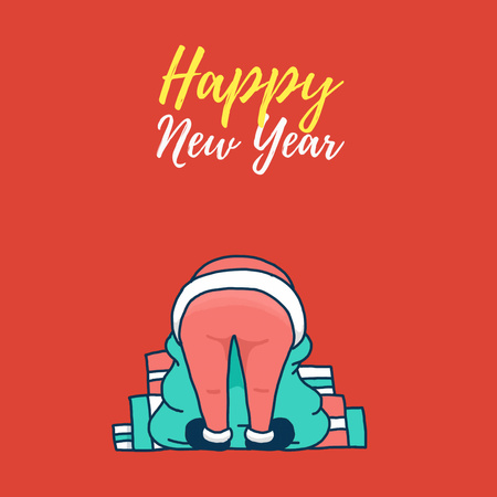 Template di design Cute New Year Greeting with Santa Animated Post