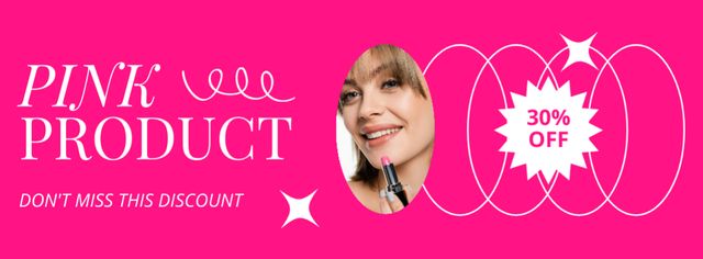 Modèle de visuel Limited-time Pink Cosmetic Product With Discount - Facebook cover