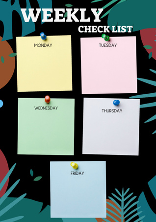 Weekly Checklist with Push Pins on Floral Pattern Schedule Planner – шаблон для дизайну