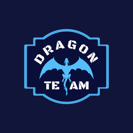 Sport Club Emblem with Dragon Logo Design Template
