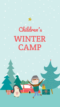 Ontwerpsjabloon van Instagram Story van Children's Winter Camp Announcement