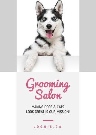 Grooming Salon Ad with Cute Puppie Flayer Design Template