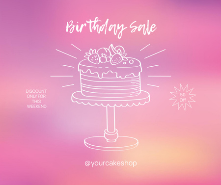 Birthday Сake Sale Facebookデザインテンプレート