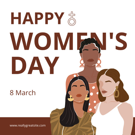 Illustration of Beautiful Young Women on Women's Day Instagram Design Template