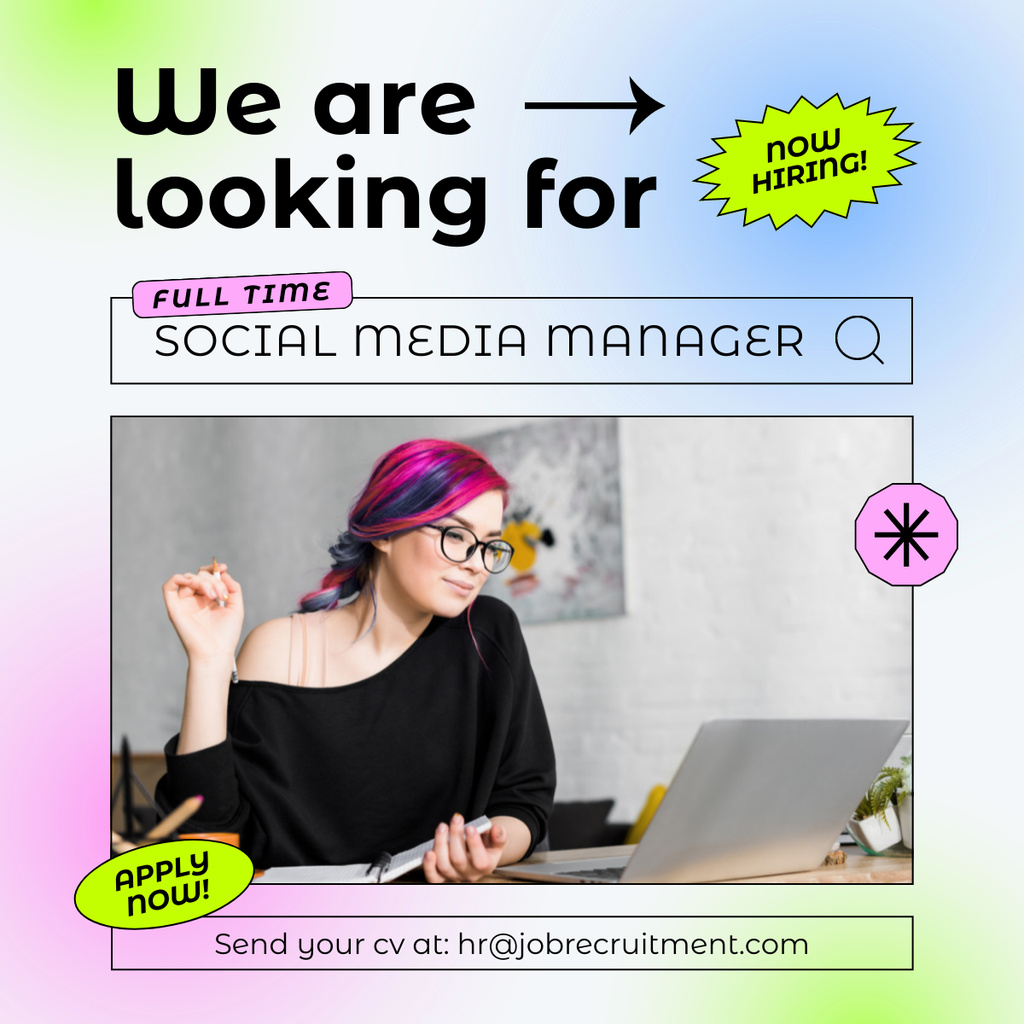 Looking for Social Media Manager LinkedIn post tervezősablon