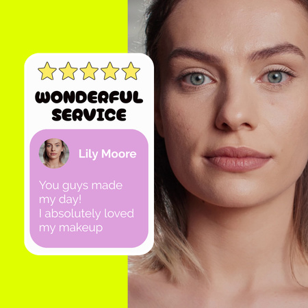 Beauty Salon Makeup Service Customer Feedback Animated Post Design Template