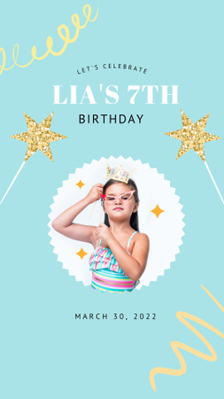 Birthday Announcement with Funny Girl Instagram Story Design Template