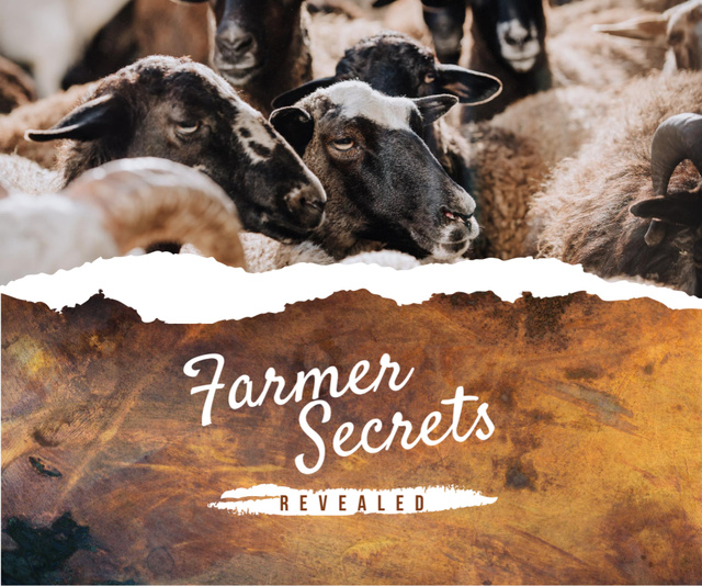 Ontwerpsjabloon van Medium Rectangle van Farming Tips with Cute Sheep Herd