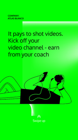 Video Blog Platform promotion with Man in Headphones Instagram Video Story Design Template