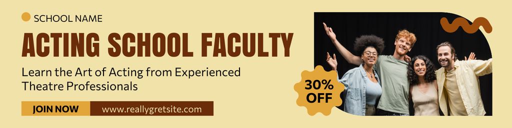 Discount on Acting Faculty on Beige Twitterデザインテンプレート