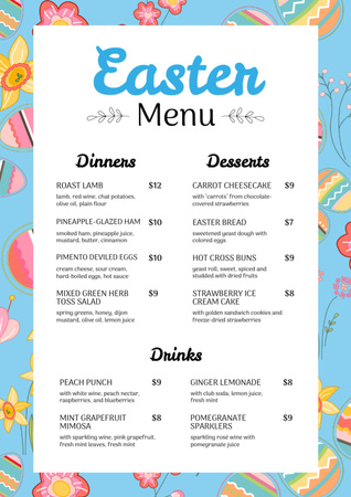 Easter Food List Menu Modelo de Design