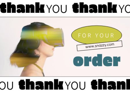 Woman in Virtual Reality Glasses Card Design Template