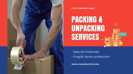 Responsible Packing And Unpacking Services With Boxes Full HD video Design Template