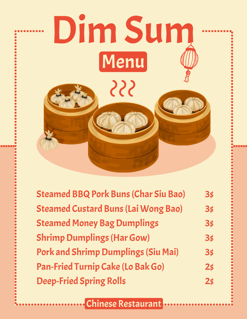 Modèle de visuel Promotional Offer for All Kinds of Chinese Dumplings - Menu 8.5x11in
