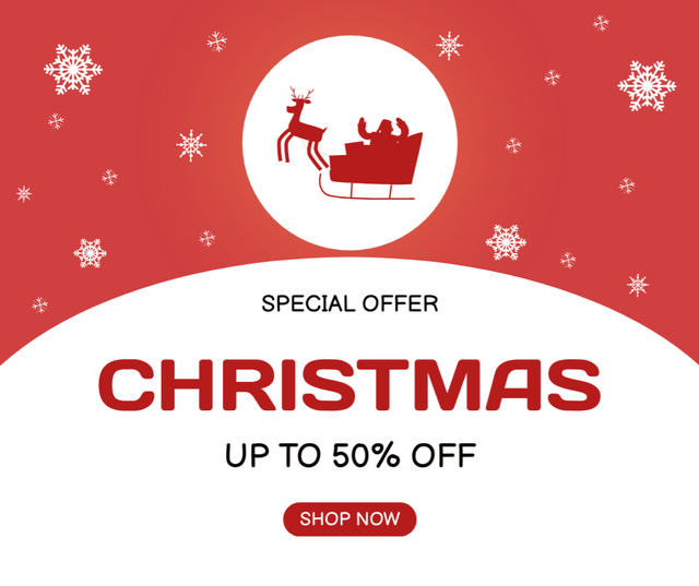 Christmas Sale Offer Silhouette of Santa in Sleigh Facebook Πρότυπο σχεδίασης