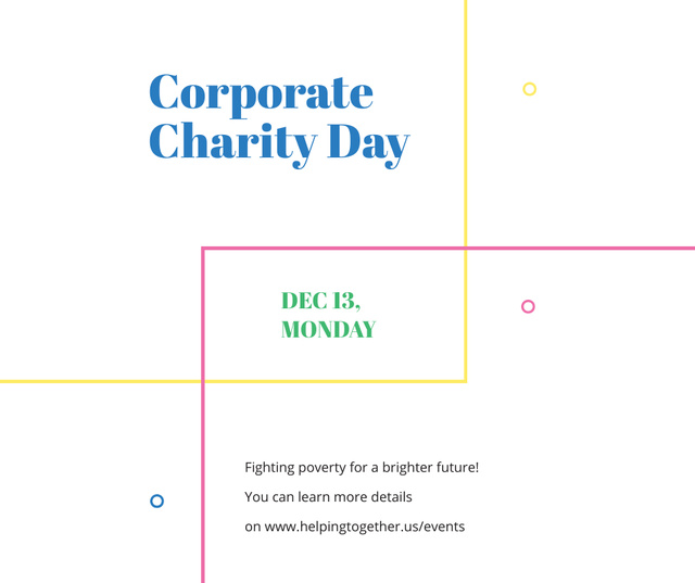 Corporate Charity Day on simple lines Facebook Šablona návrhu