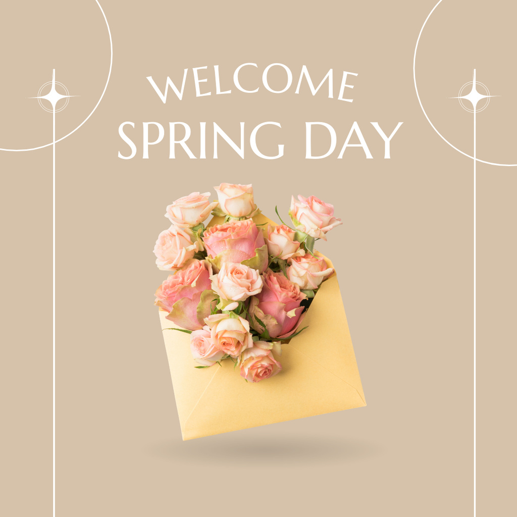 Plantilla de diseño de Spring Day Welcoming Beige Instagram 