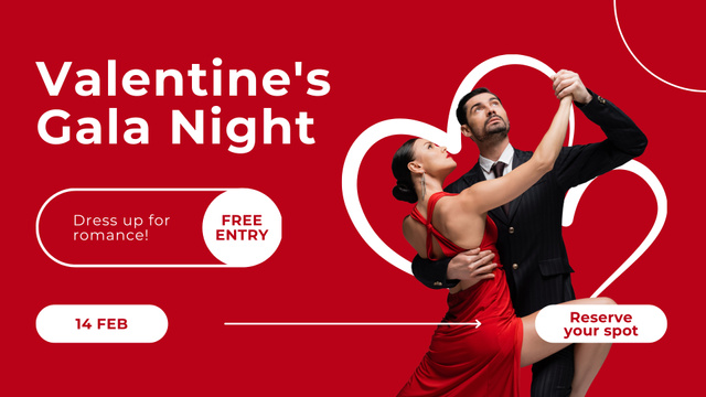 Free Entry to Valentine's Day Dance Party FB event cover Design Template