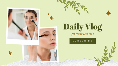 Ontwerpsjabloon van Youtube Thumbnail van Dagelijkse vlog over schoonheid en cosmetica