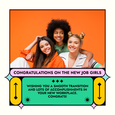 Modèle de visuel Greetings to a Girls for New Job - LinkedIn post