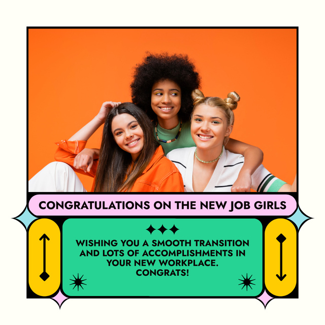 Modèle de visuel Greetings to a Girls for New Job - LinkedIn post
