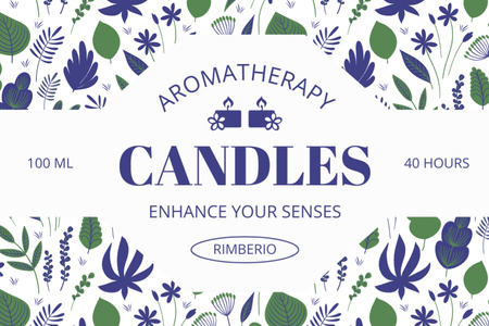 Fragrant Candles For Aromatherapy With Herbs Label Design Template