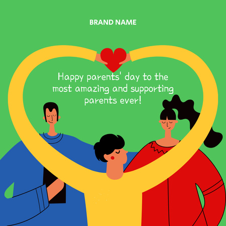 Greetings on Parents' Day with Illustration of Family Instagram Design Template