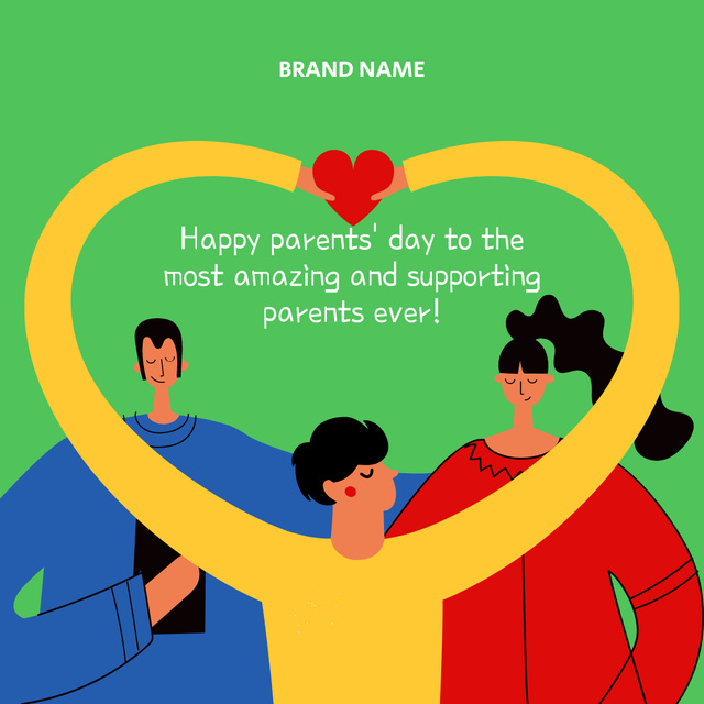 Modèle de visuel Greetings on Parents' Day with Illustration of Family - Instagram