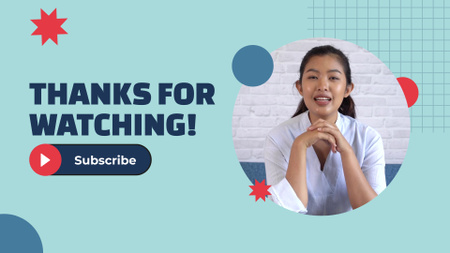 Подпишитесь на полезный блог молодой азиатки YouTube outro – шаблон для дизайна