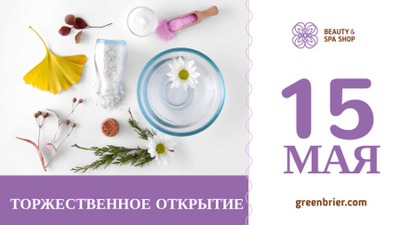 Beauty Spa Shop Opening Ad with Natural Skincare Products FB event cover – шаблон для дизайна