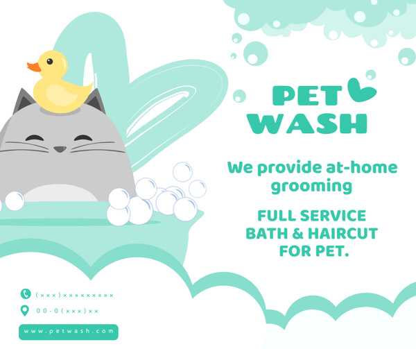 Grooming Salon Service Offer with Cartoon Cat