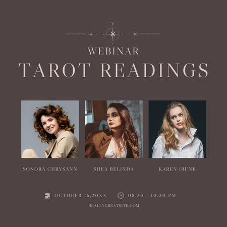 Designvorlage Webinar über Tarot-Lesungen mit jungen Frauen für Instagram
